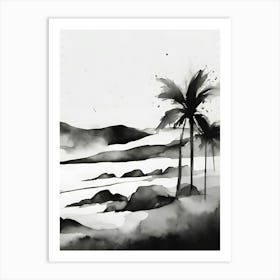 Black And White Of Palm Trees Art Print