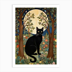 William Morris Black Cat In The Forest 22 Art Print