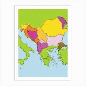 Pop Map Of The Balkans Art Print