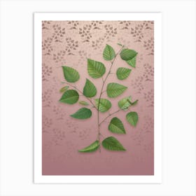 Vintage Paper Birch Botanical on Dusty Pink Pattern n.1048 Art Print