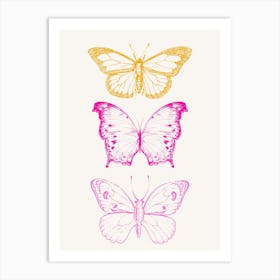 Butterflies On A White Background 1 Art Print