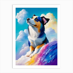 Dog Sitting On Clouds Art Print