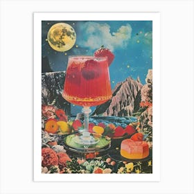 Red Fruity Jelly Retro Collage 1 Art Print