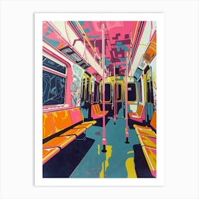 New York City Subway New York Colourful Silkscreen Illustration 2 Art Print