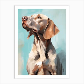 Weimaraner Dog, Painting In Light Teal And Brown 0 Art Print