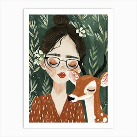 Girl With A Deer 1 Art Print