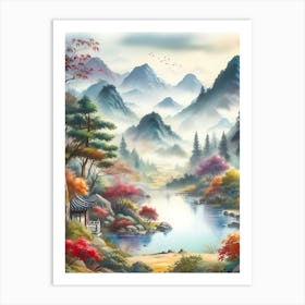 Asian Landscape Painting Art Print