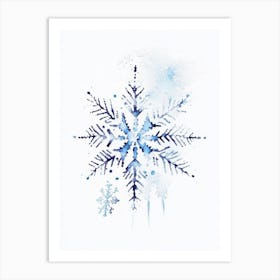 Frost, Snowflakes, Minimalist Watercolour 1 Art Print