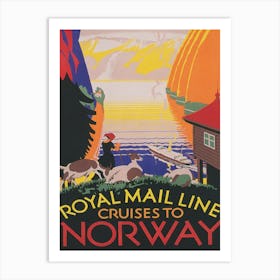 Royal Mail Line Cruises To Norway Vintage Travel Poster 1 Art Print