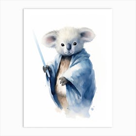 Baby Koala As A Jedi Watercolour 3 Art Print