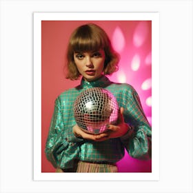 Photography Woman With Holding A Disco Ball Art Print