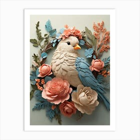 Bird With Flowers 1 Art Print