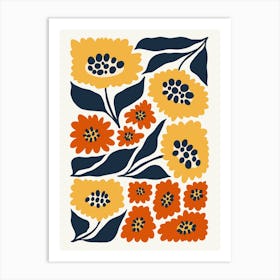 Yellow Red and Blue Flower Market Matisse Style Art Print