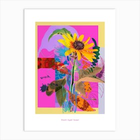 Black Eyed Susan 1 Neon Flower Collage Poster Art Print