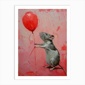 Cute Rat 1 With Balloon Art Print