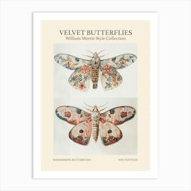 Velvet Butterflies Collection Shimmering Butterflies William Morris Style 2 Art Print