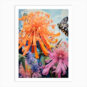 Surreal Florals Bee Balm 2 Flower Painting Art Print