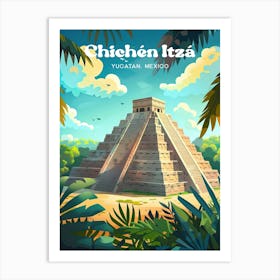 Chichen Itza Mexico Art Illustration Art Print