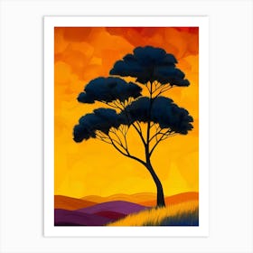 Sunset With Tree Art Print