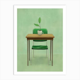 Green Chair With A Plant Art Print