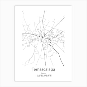 Temascalapa,Mexico Minimalist Map Affiche