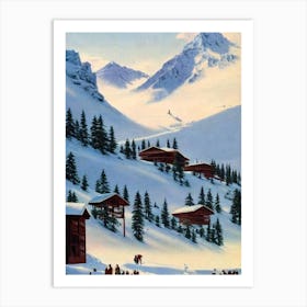 Arabba, Italy Ski Resort Vintage Landscape 1 Skiing Poster Art Print