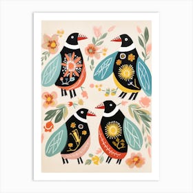 Folk Style Bird Painting Penguin 7 Art Print