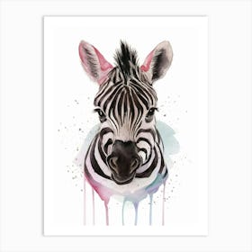 Portrait of Baby Zebra Watercolor Nursery Art Art Print