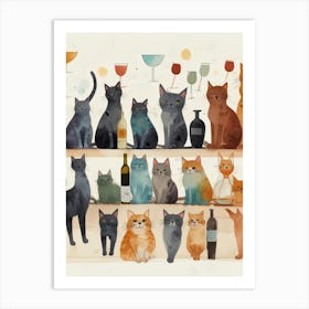 a group of cats Art Print