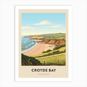 Devon Vintage Travel Poster Croyde Bay Art Print