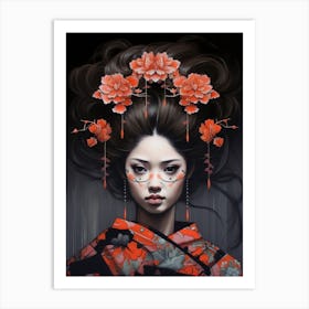 Geisha Japanese Style Illustration 4 Art Print