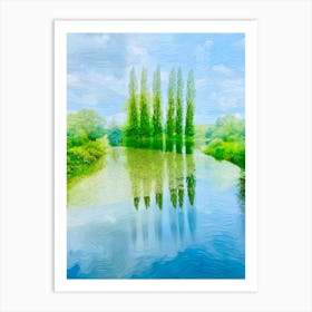 Tree Lined Lake Art Print