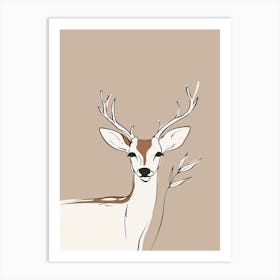 Deer Portrait - Boho, Line Art Art Print