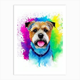Border Terrier Rainbow Oil Painting Dog Art Print