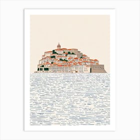 Dubrovnik Old Town Croatia Boho Landmark Illustration Art Print