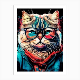 Cat With Glasses animal 1 Art Print