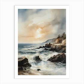 Vintage Coastal Seaside Painting (13) 1 Art Print