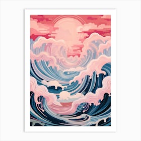 Waves Abstract Geometric Illustration 11 Art Print