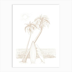 Palm Trees And Surfboards Vector Art Print