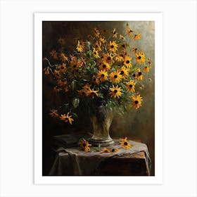 Baroque Floral Still Life Black Eyed Susan 1 Art Print