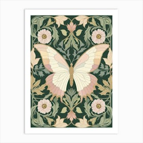 Butterfly On A Green Background 2 Art Print