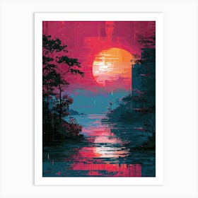 Sunset In The City | Pixel Art Series Art Print