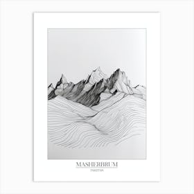 Masherbrum Pakistan Line Drawing 2 Poster Art Print