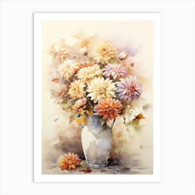 Elegant Bouquet: Chrysanthemum Vase Wall Art Print Art Print