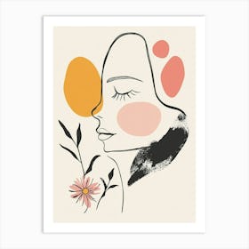 Portrait Of A Woman With Flowers Art Print