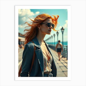 Portrait Of A Woman With Red Hair Art Print