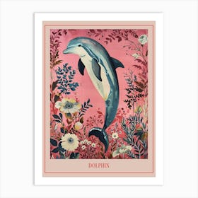 Floral Animal Painting Dolphin 3 Poster Art Print
