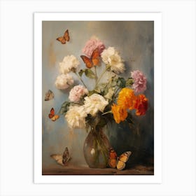 Flowers and Butterflies Art Print