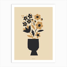 Minimal Gold and Black Daisy Flower Bouquet Print Light Version Art Print