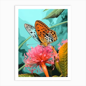 Pop Art Silver Washed Fritillary Butterfly 2 Art Print
